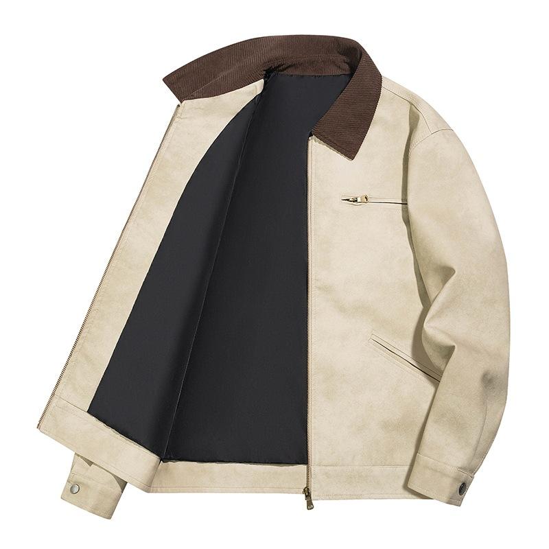 American retro new men's leather jacket pu tooling style old money style couple casual locomotive leather jacket jacket