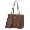 2026 New Vintage Pattern Tote Bag for Women, Large Capacity Shoulder Bag, Checkered Handbag, Versatile Commuting Bag, Large Bag