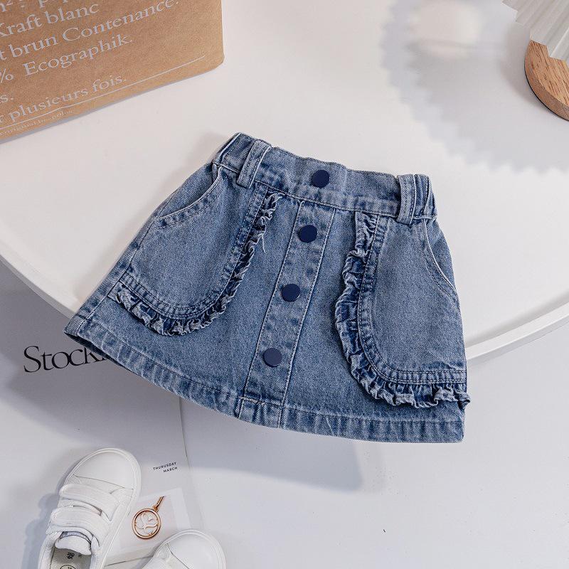 Korean Style Girls' Denim Skirt - Spring/Summer 2025 Trendy All-Match Short Skirt