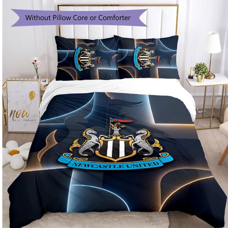 Set Lenzuola Stampato Newcastle United Football 3 Pezzi, Comodo Set Copripiumino per Camera da Letto Amico della Pelle