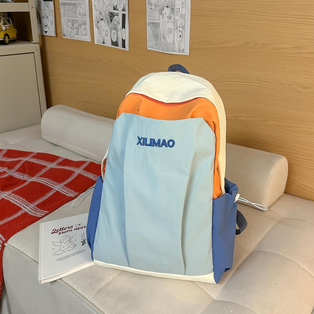 Schoolbag large-capacity contrasting color student schoolbag 1011 winter new trendy Korean version fashion travel lightweight high-value backpack