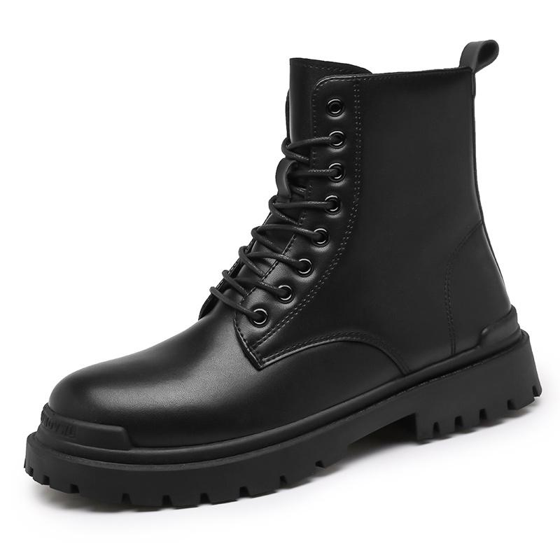 

Мужские классические восьмидырочные ботинки из натуральной кожи, модные ботильоны в британском стиле, уличные ботинки и мужские ботинки 39 чёрный