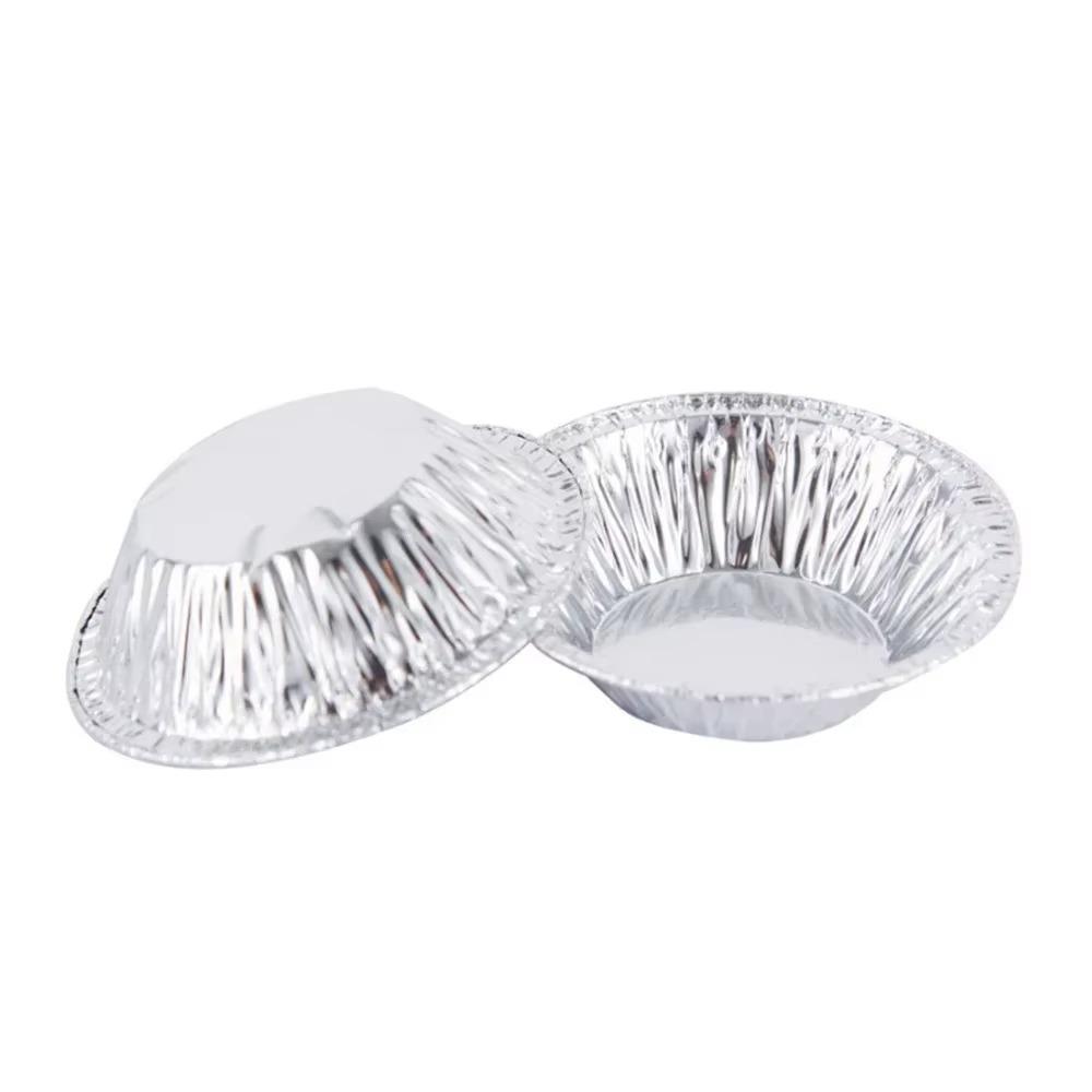 100Pcs Round Tart Pan Disposable Pie Tin Cake Mold Shell Egg Tart Mould  Baking Cup