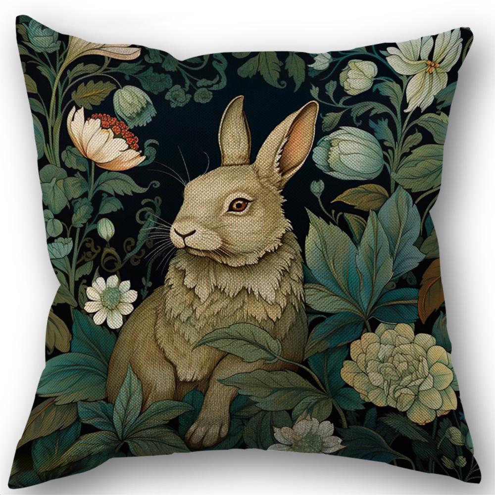 Rabbit In The Bush Pillowcase Wedding Decorative Linen Pillow Case For Home Pillow Cover 45X45(One Sides)