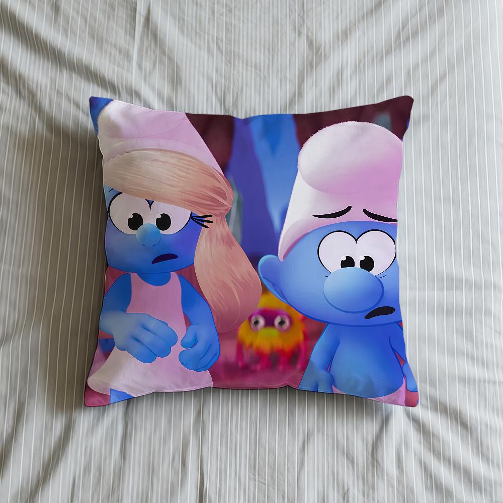 Cushion 2025 Cover Soft Case Cartoon Sofa Living Room Home Movie Comfortable Office Decor S-SmurffS-ES Protective Pillow