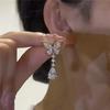 Korean Luxury Crystal Flower Butterfly Earrings For Women Sweet Zircon Drop Earrings Girls Party Jewelry Bijoux Gifts