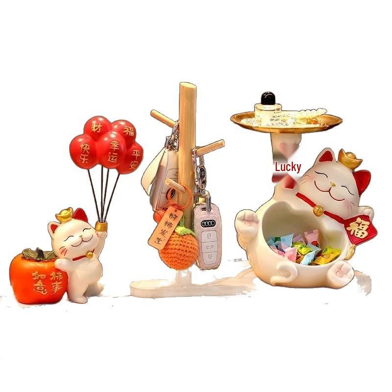 Lucky Cat Key Holder & Home Decor Ornament – Perfect for Entryway, Shoe Cabinet, or Living Room Housewarming Gift
