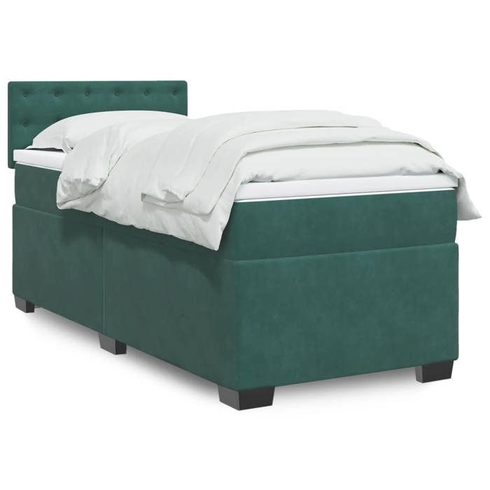 VidaXL Sommier à lattes de lit avec matelas Vert foncé 90x190 cm, lit, lit à plate-forme, lit à panneaux, meuble de chambre 3286189
