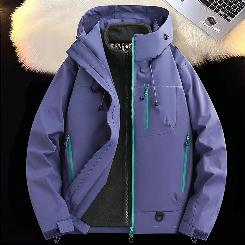 3-in-1 Workwear Hooded Jacket for Men's Outdoor Mountaineering Couples' Thickened Thermal Jacket