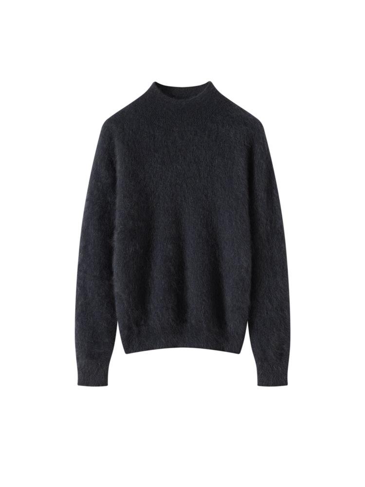Women's Cashmere Half-High Neck Long Sleeve Sweater - Classic Loose Knit Top