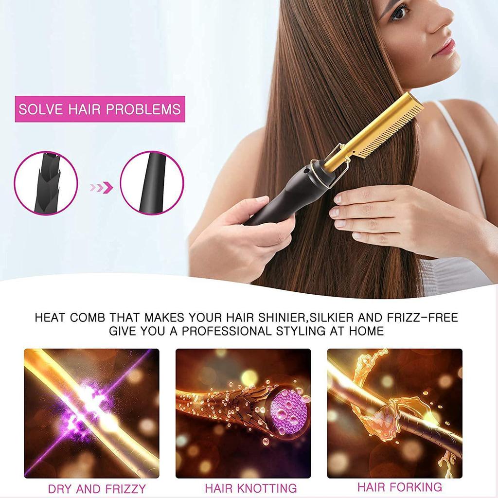 Wet and Dry Electric Heating Copper Comb - Straightening, Perming, Curling Iron Hairdressing Tool