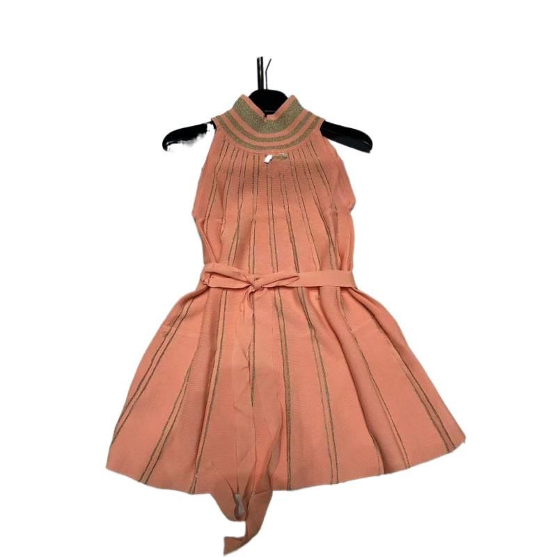 Xiang Family European-Style Summer 2026 Halter Neck Knit Dress with Vertical Stripes