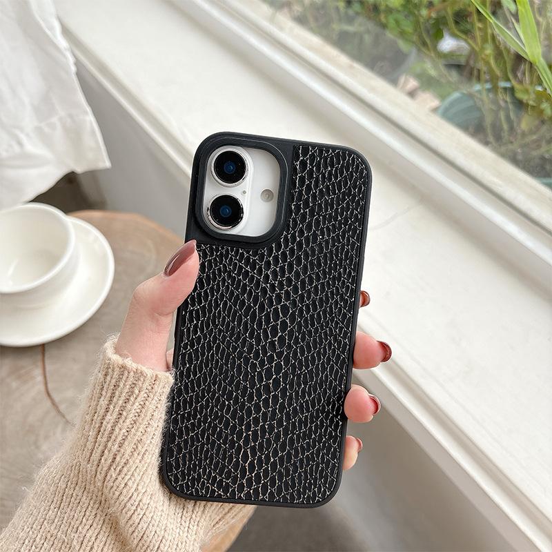 Premium Snakeskin Pattern Mobile Phone Case For Iphone17Pro Leather Protective Case Apple 16 Simple 14