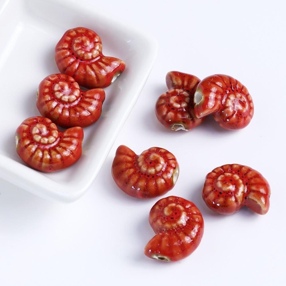 Glazed Snail Ceramic Beads Retro DIY Jewelry Making Pendant Conch Spacer Porcelain Beads Craft