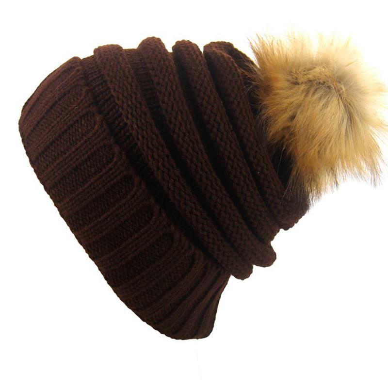 Stylish Winter Women's Knitted Beanie Hat With Versatile Pom Pom Design And Warm Material