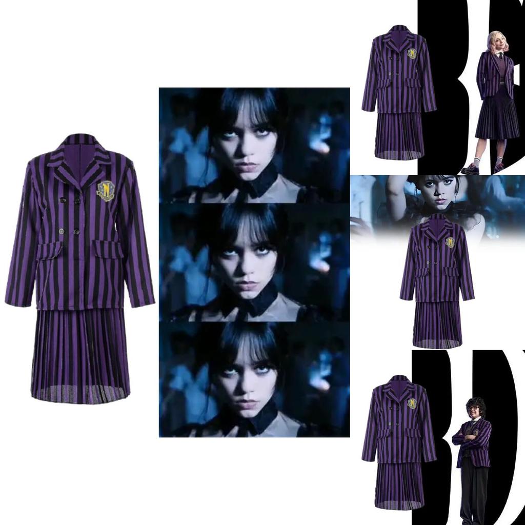 Wednesday Addams Character Cosplay Dress With Polyester Material For Women And Girls
