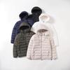 Unisex Cross Lamb Embroidered Down Jacket with Detachable Hood