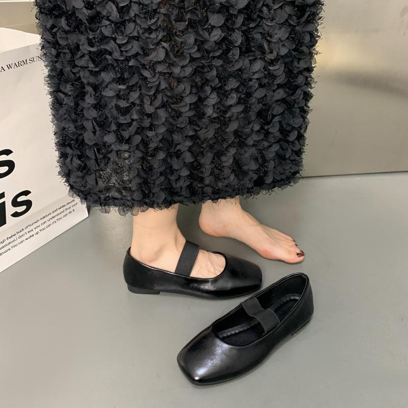 2025 Square Toe Women Flats Shoes Mary Jane Shoes Fashion Shallow Elastic Band Spring Autumn Ladies Comfort Soft Sole Shoes