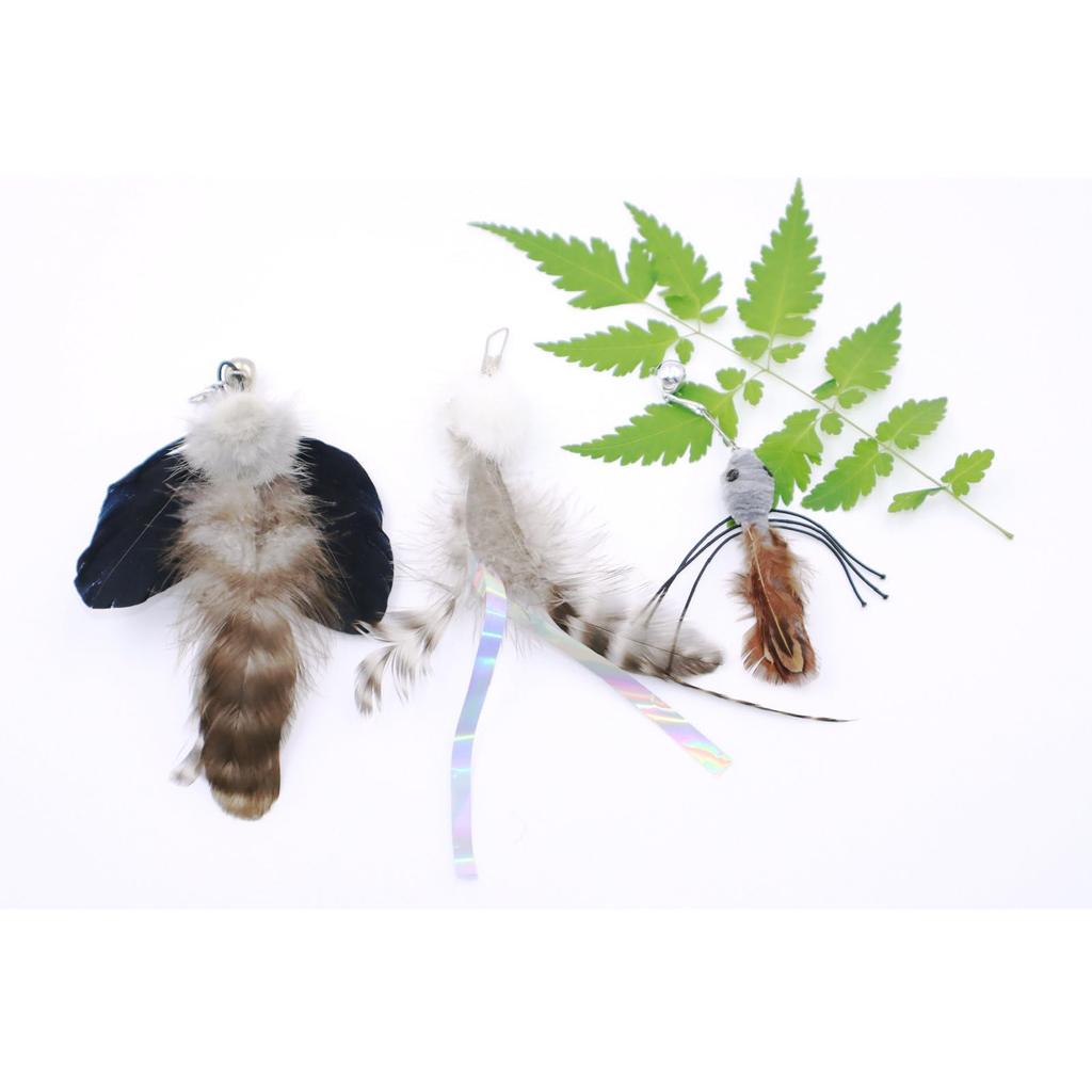 3 of Ni Cat Toy Cat Teaser Popular Cat Toy Fishing Rod (1) Replacement Feathers (3)
