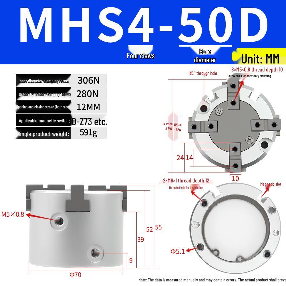 SMC Pneumatic Gripper Fingers: Two-Jaw, Three-Jaw, Four-Jaw MHS2/3/4-16D/25D/40D/50/63D