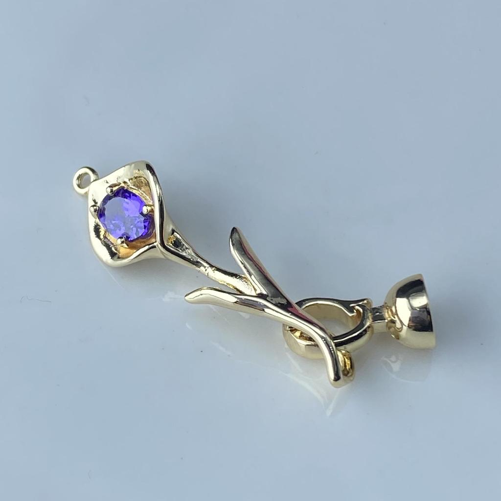 Zircon-Inlaid Horseshoe Flower Clasp for DIY Jewelry
