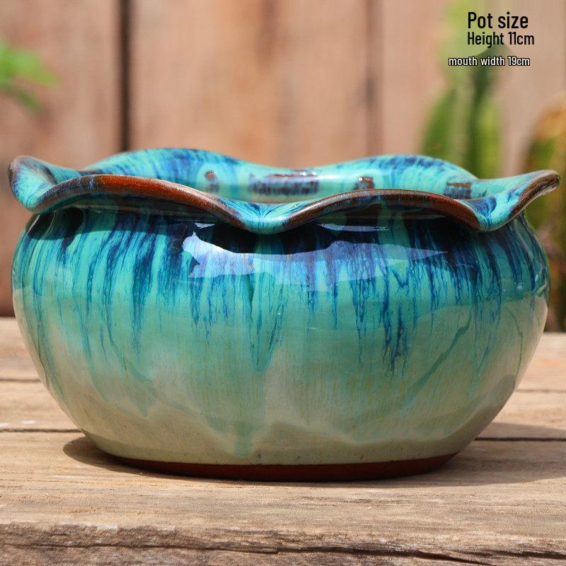 Large Handmade Coarse Ceramic Pot for Succulents and Greenery