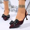 Fashion New Fashion Pointed Toe Back Trip Strap Sandals Women Baotou Shallow Mouth Stiletto Bow Slip Non-slip High Heels