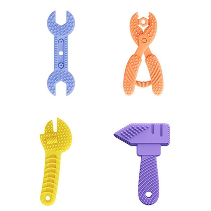 Hammer Wrench Spanner Pliers Shape Molar Supplies Chew Toys Silicone Baby Teether Toy Teething Relieve Stress Gum