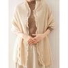 100% Wool Rectangular Shawl Tassel Ruffle Solid Color Enlarged Knitted Scarf Women'S Outdoor Cold Proof Straight Coat Cardigan