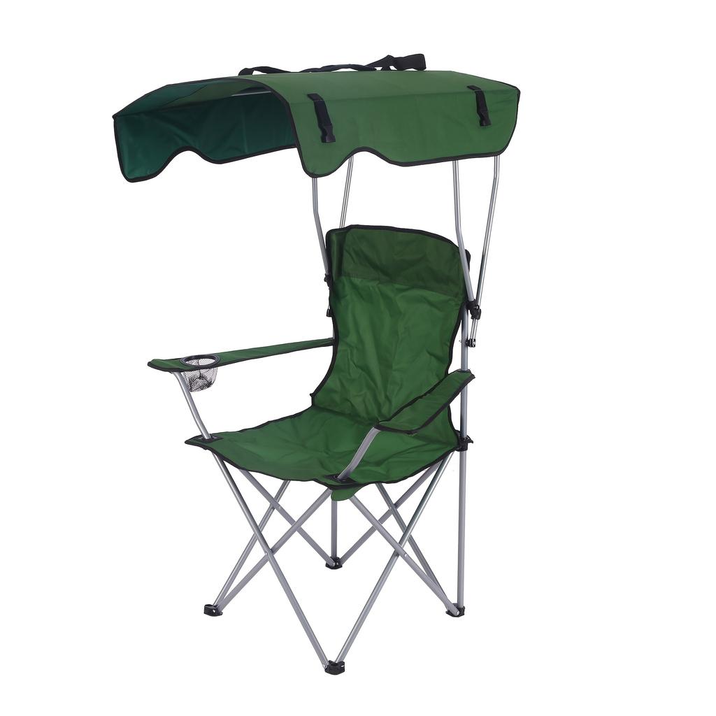 Heavy Duty Foldable Canopy Camping Chair Cup Holder Portable Beach Lounger 120kg Load Outdoor Lawn Camping Picnic Daily Rest