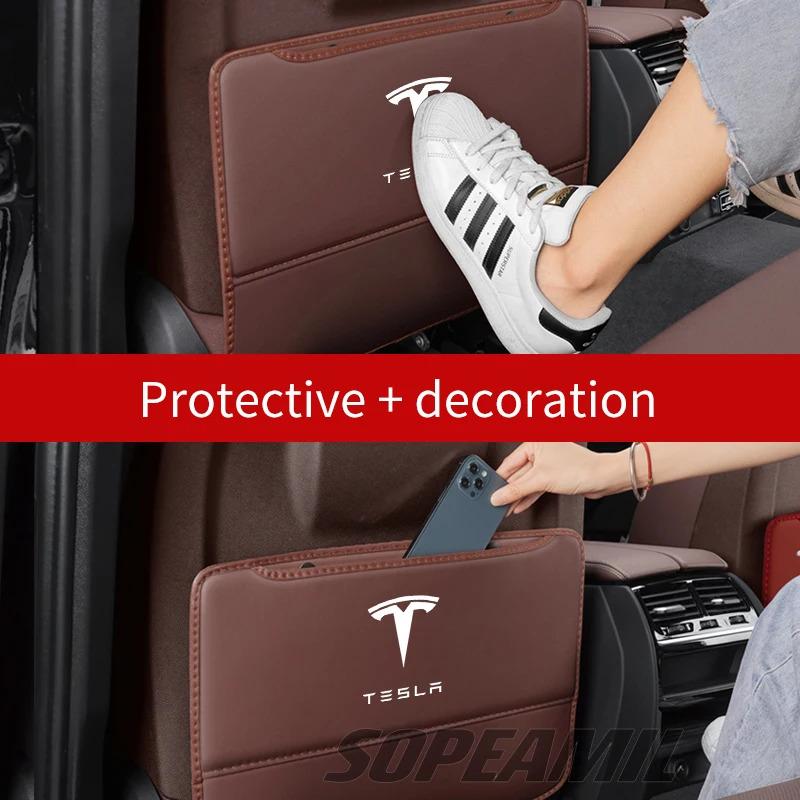 Autositz-Rückenlehnen-Schutz Anti-Tritt-Matte Rücksitz-Aufbewahrungstasche Für Tesla Model 3 Model Y Model S Model X Cyberbruck Beast Roadster