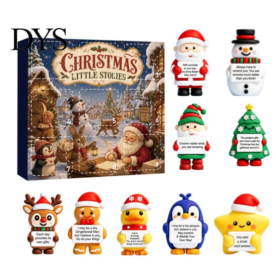 Cute Christmas Decorations 9 Grid Countdown Box, Santa Snowman And Gift for Best Friends Reindeer Figurines with Inspirational Quotes, Holiday