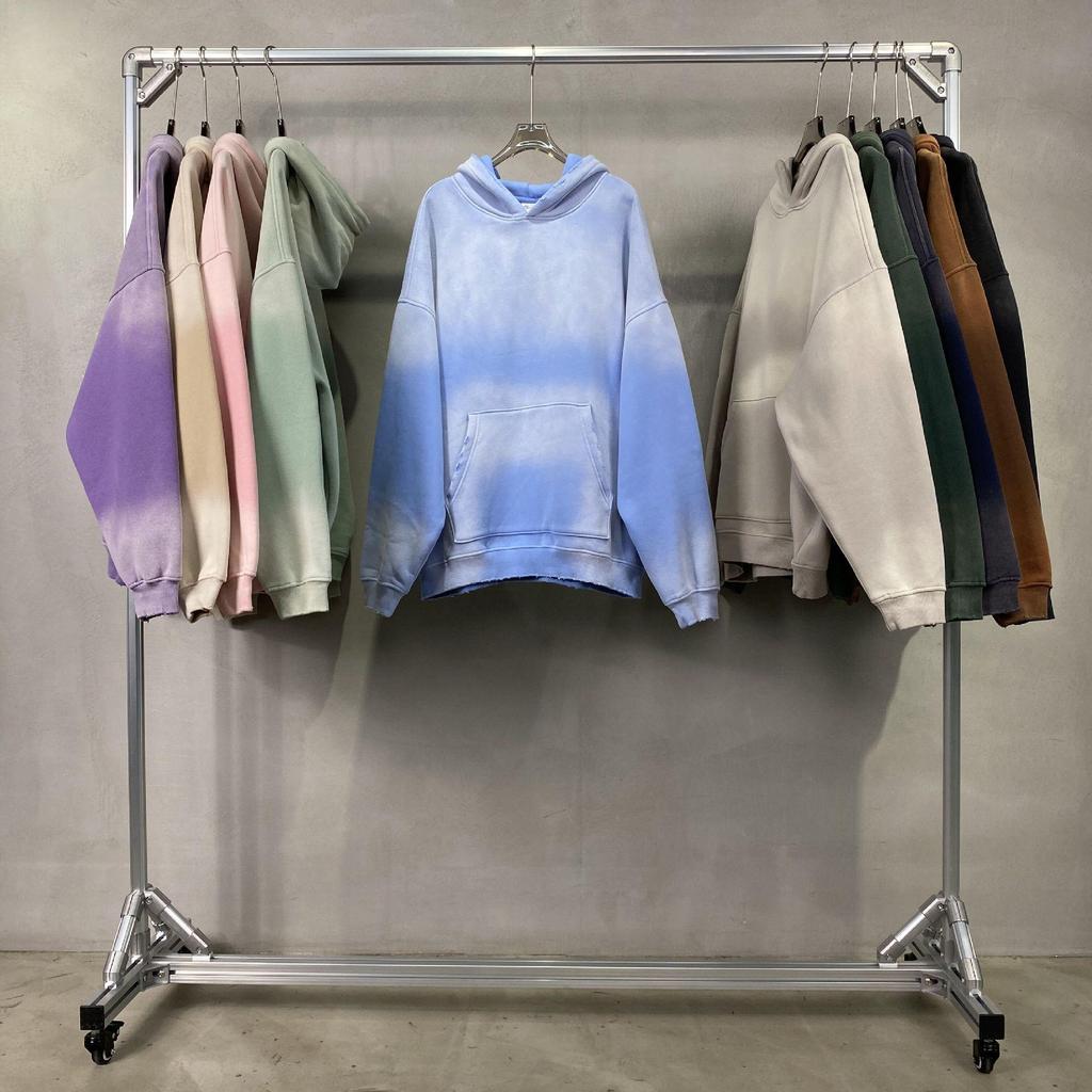 European & American High Street Distressed Fleece-Lined Hoodie for Men