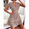 Summer Chic Floral Print V Neck Dress With Ruffle Hem For Casual And Beach Wear