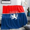 1PC Olympique Lyonnais Print Flannel Blanket, High quality Comfortable for All Seasons, Home Decor, Warmth and Comfort, Perfect for Christmas Gifts