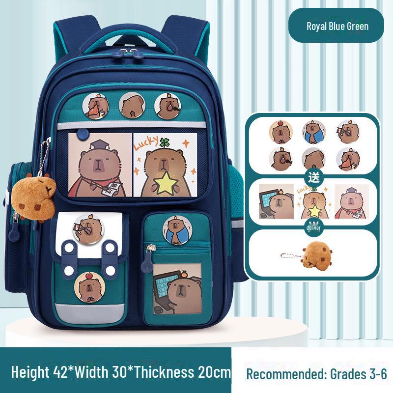 Capibara Schoolbag: Large Capacity, Lightweight Backpack for Grades 1-6, Ideal for Boys and Girls