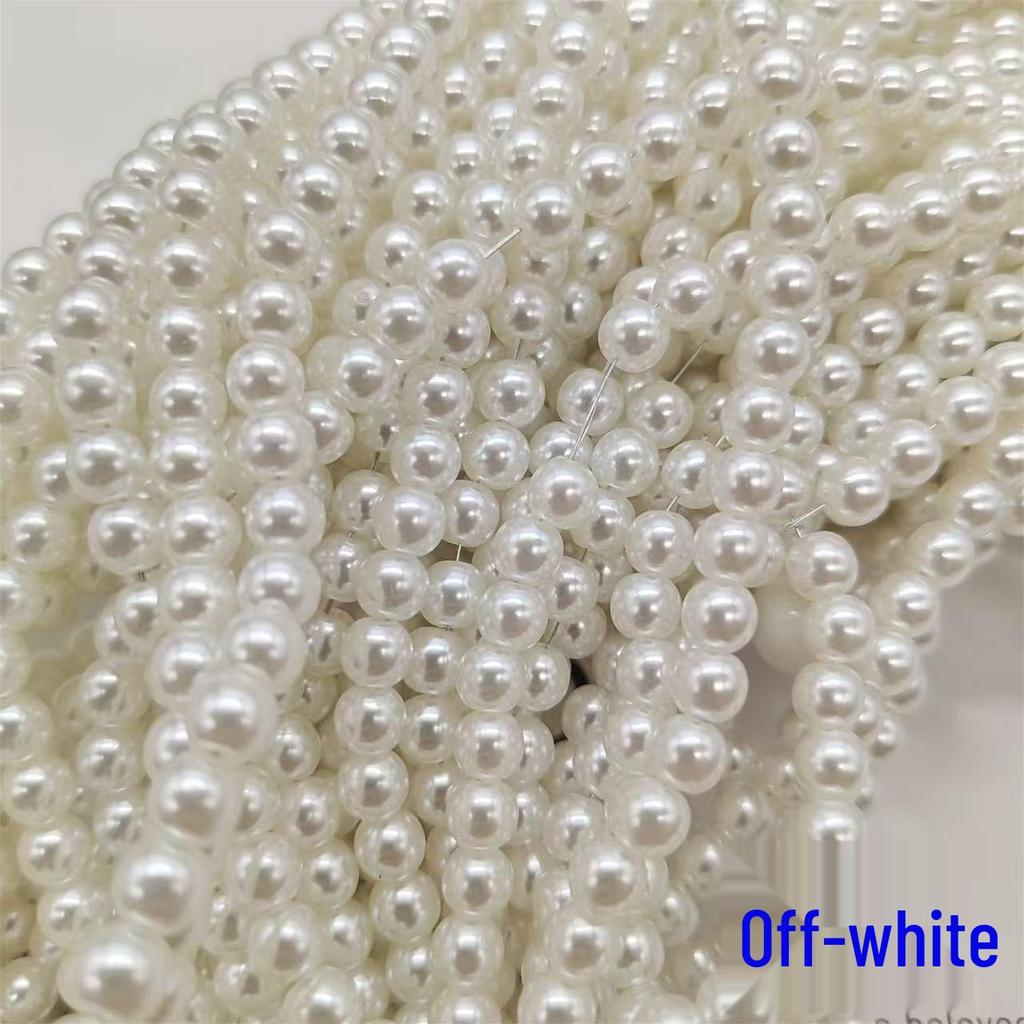 High-Gloss ABS Imitation Pearl Beads: Off-White, Pure White, Straight-Hole for DIY Jewelry