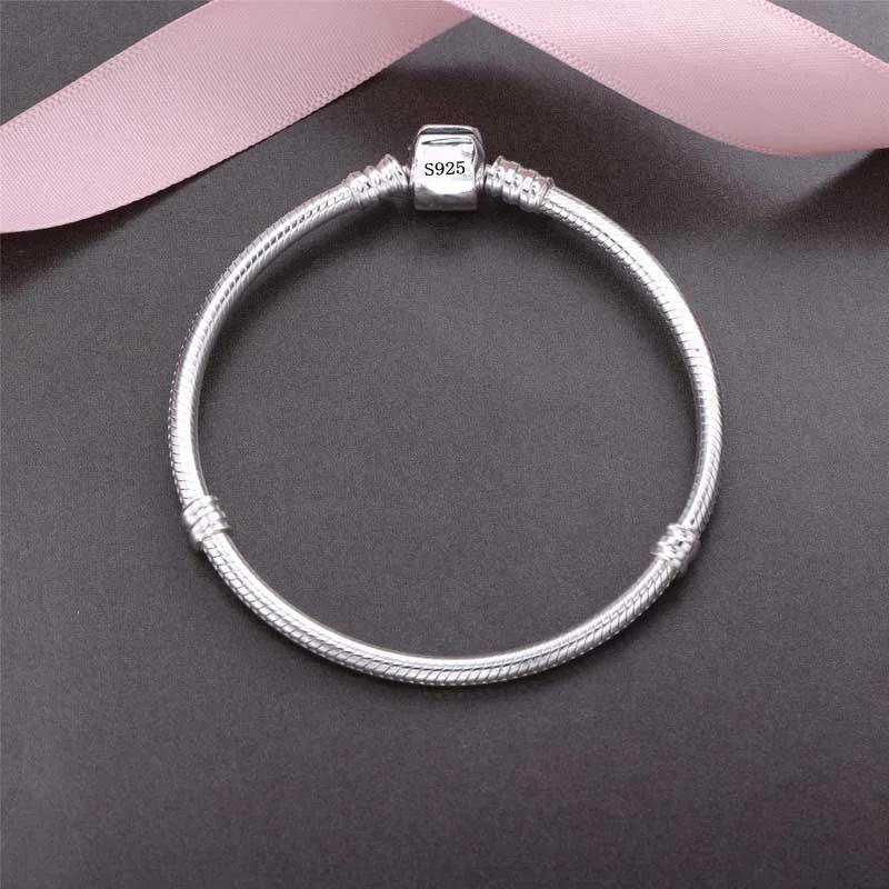 New Original Fine Jewelry 925 Sterling Silver Charm Bracelet Soft Smooth Snake Bone Bracelets for Women DIY Bangle