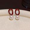 Women's Accessories Sari Red Ring Pearl Silver Earrings