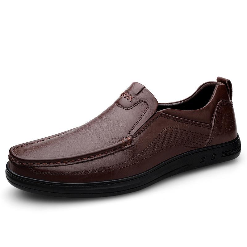 

Мужская обувь деловая платье кожаная обувь мужская осенняя повседневная обувь внешнеторговая большой размер первый слой коровьей кожи нога лоферы мужские 45 коричневый