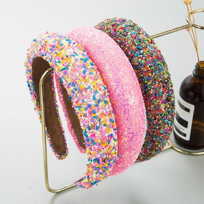 Frauen Mädchen Bunte Perlen Schwammgepolstertes Haarband Stirnband Haarschmuck Haaraccessoires