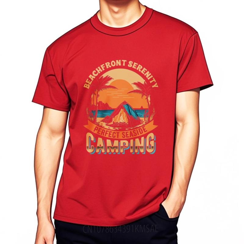 

Fashionable Tee Workout Teeshirt O Neck tshirt Vintage Beachfront Serenity Perfect Seaside Camping Trendy For her Tshirt S