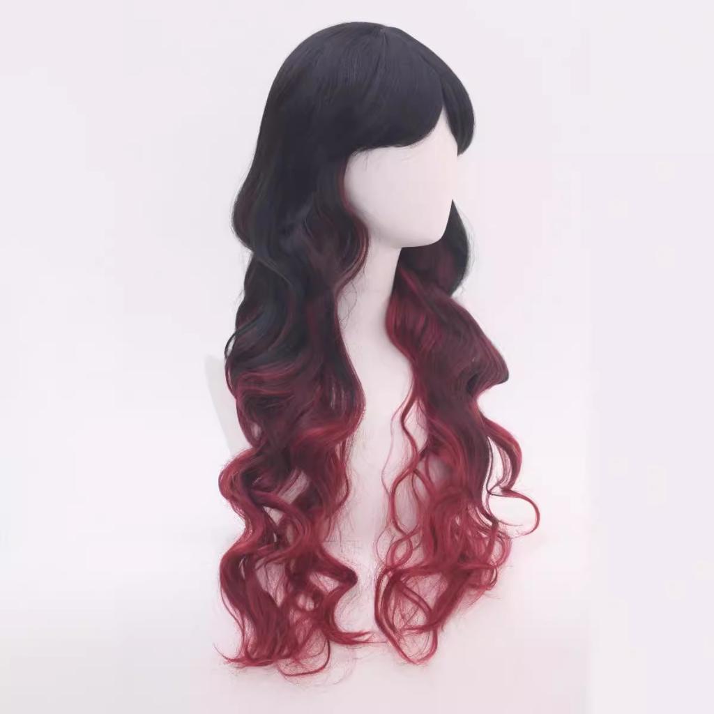 Long Curly Hair Gradual Change Wig Hairstyle Wig Multi-Color Color, Hair Women Medium And Long Headgear