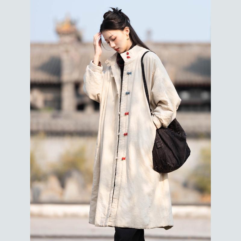 

Осень и Зима Женские Винтажные Рами Длинные Парки Водолазка Однотонные Плюс Хлопок Теплые Пальто Длинный Рукав Пуговицы Парки XS бежевый