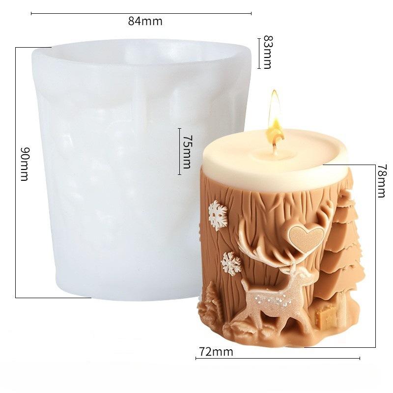 

3D Рождественская елка Резной узор Цилиндрический лось Рельефный цилиндр Свеча Силиконовая форма для украшения своими руками Формы для свечей Рождественский подарок