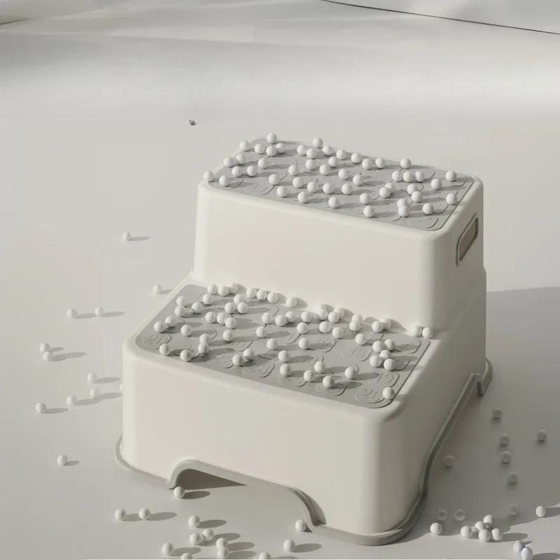 Draagbaar Opstapje Badkamer Antislip Twee-traps Ladder Geschikt voor ToiletTraining en Wastafel - Plastic, Geen Elektriciteit Nodig