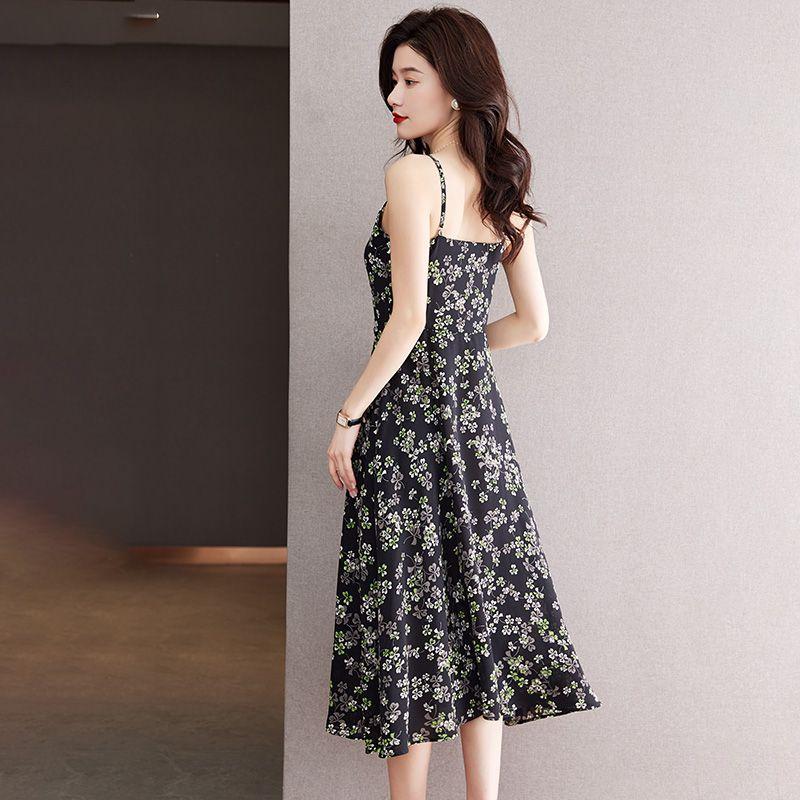 

Элегантное платье-сарафан от известного бренда, без рукавов, с цветочным принтом, из шелка тутового дерева Black XL