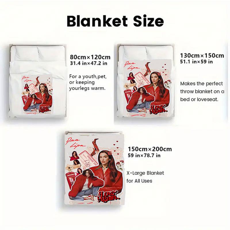 1 Pezzo Coperta in Flanella con Stampa dualipa, Alta qualità Confortevole per Tutte le Stagioni, Calore e Comfort, Perfetta per Regali di Natale