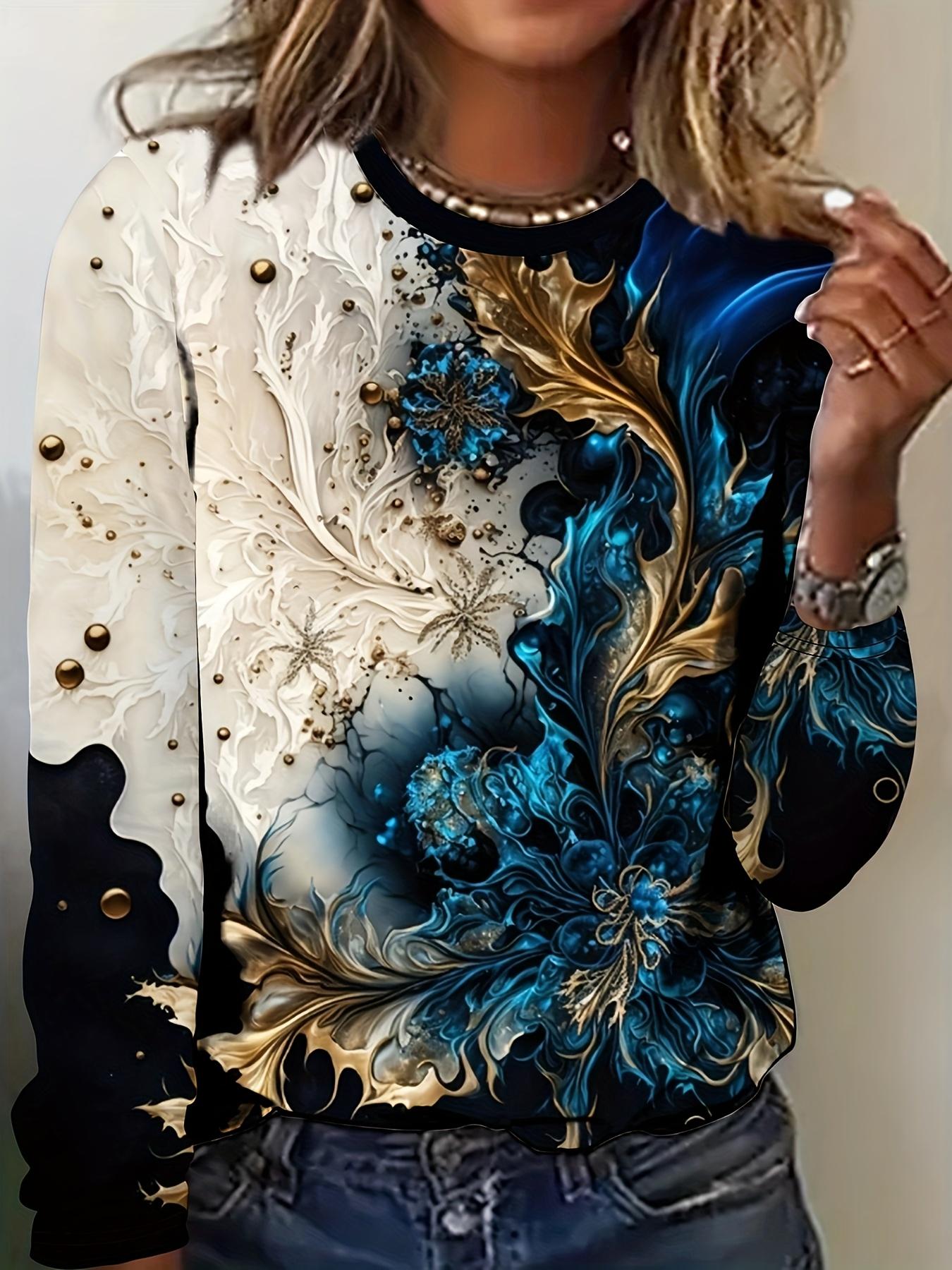 

Женская футболка, 3D-печать, круглый вырез, длинный рукав, повседневная, легкий топ, свежий, хип-хоп, большой размер, модный XL