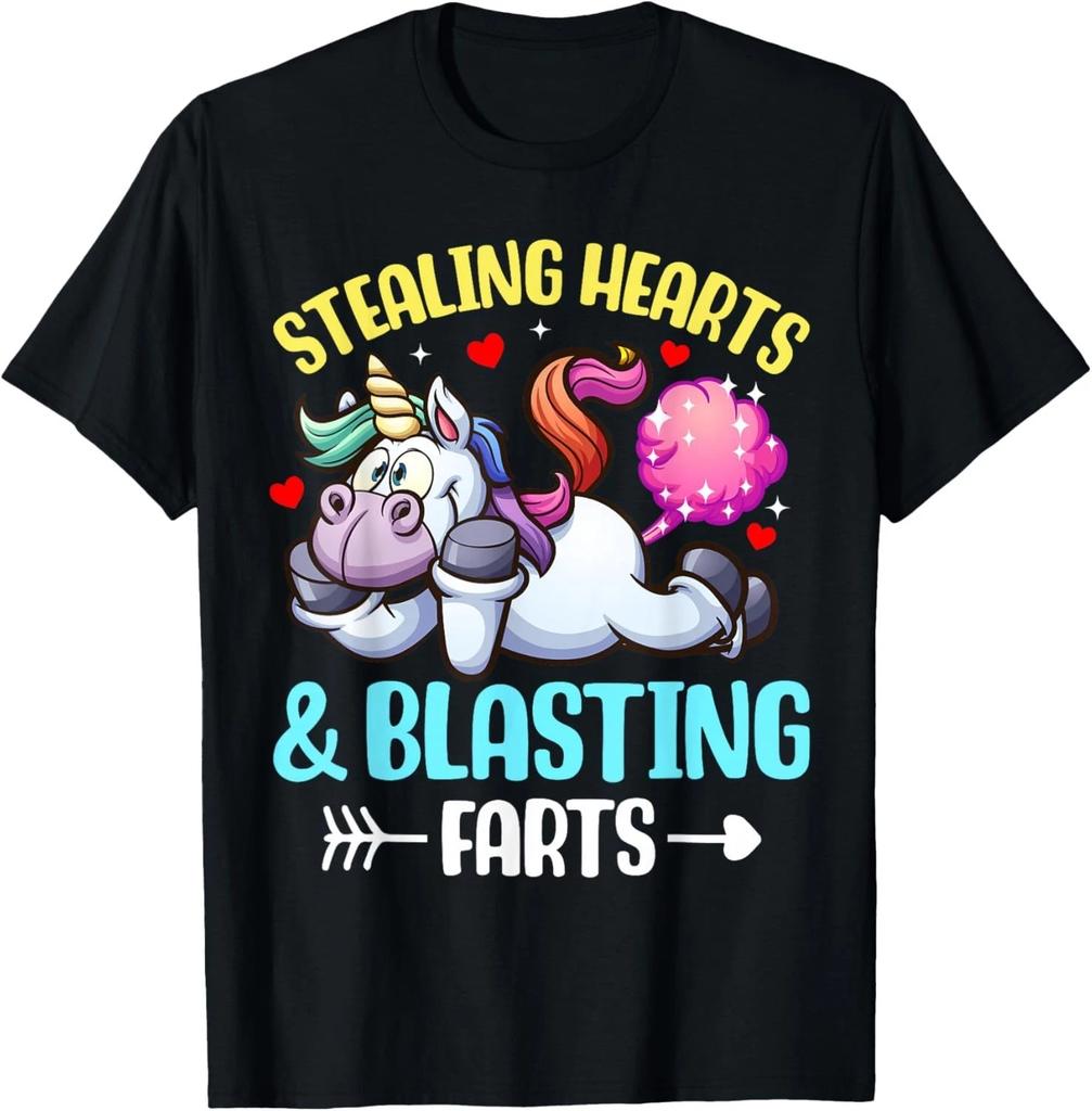 Stealing Hearts and Blasting Farts Fantasy Unicorn Gag T- Shirt